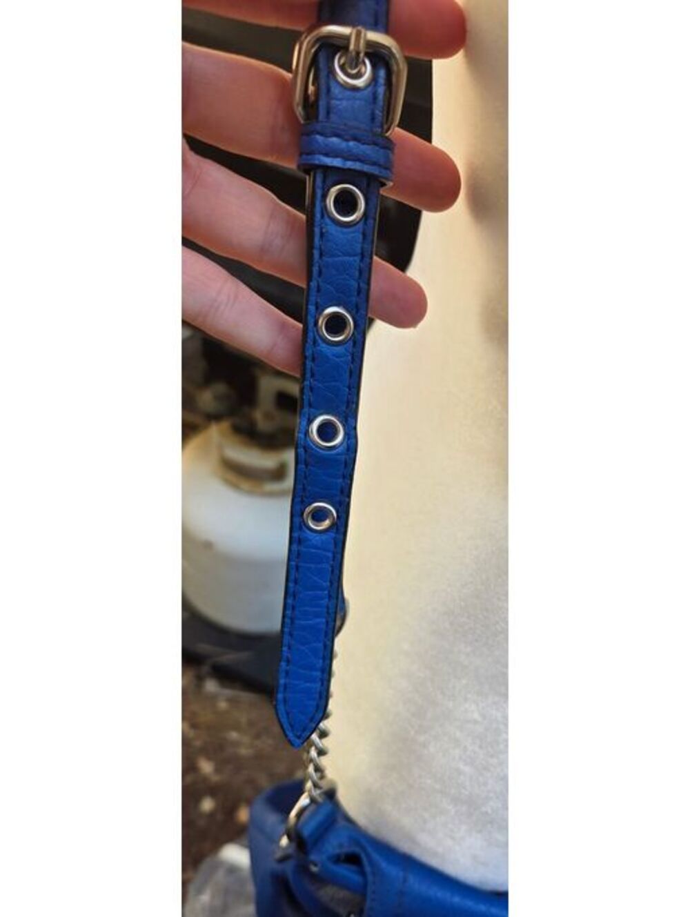 Juicy Couture y2k Blue Faux Leather Chain Crossbody Handbag Flap Shoulder Bag - Picture 9 of 9